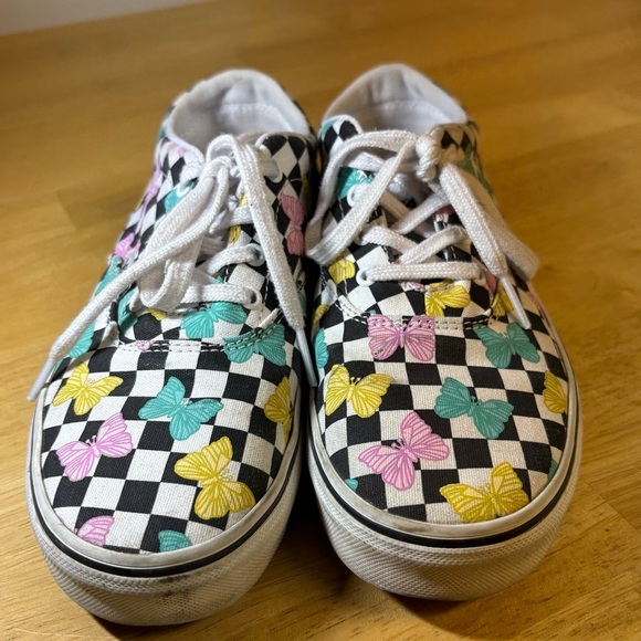 VANS GIRLS 4 DOHENY BUTTERFLY CHECKERBOARD SNEAKERS OFF THE WALL OLD SKOOL YOUTH - Picture 2 of 7